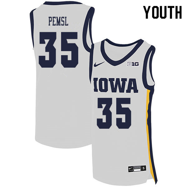 2020 Youth #35 Cordell Pemsl Iowa Hawkeyes College Basketball Jerseys Sale-White